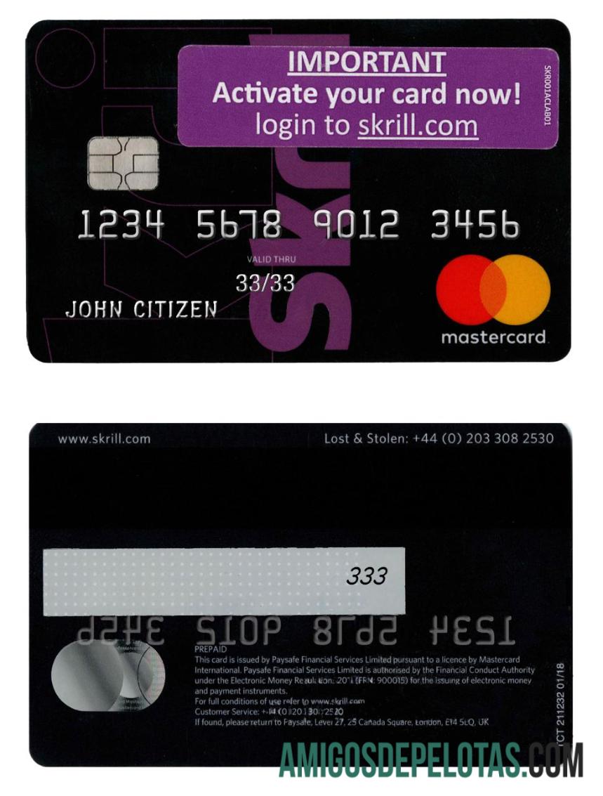 Cartão Skrill MasterCard 2 baixar para verificação